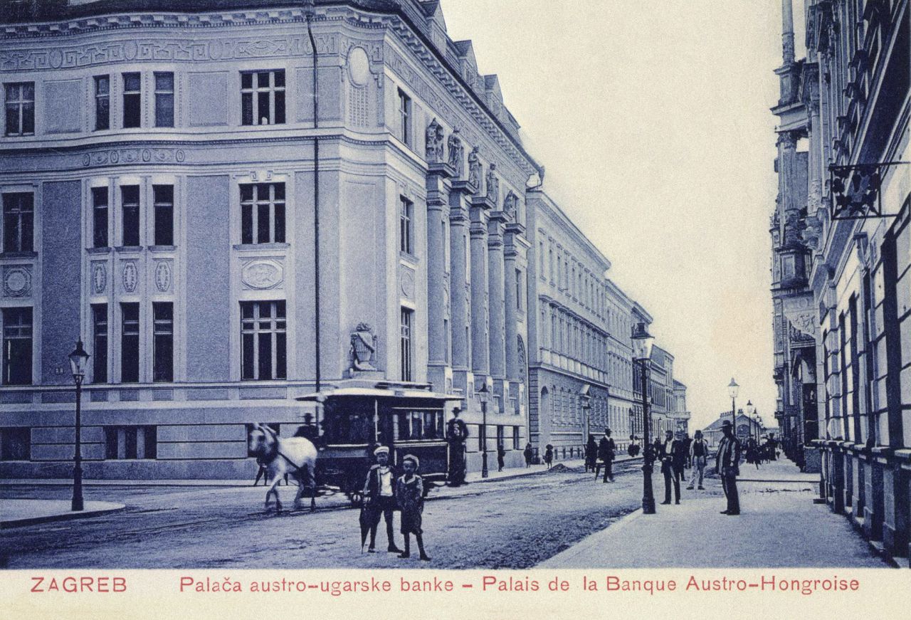 Jurišićeva ulica oko 1905.-1910. godine. Palača austro-ugarske banke